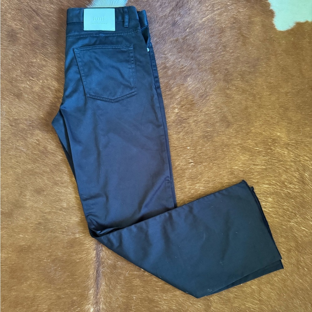 AMI | Black Straight Leg Trousers